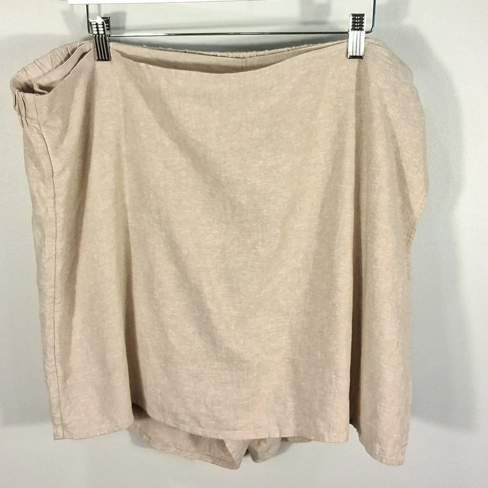 Old Navy Linen Blend Wrap Skort XXL Beige Side Tie‎ Coastal Quiet Luxury Summer